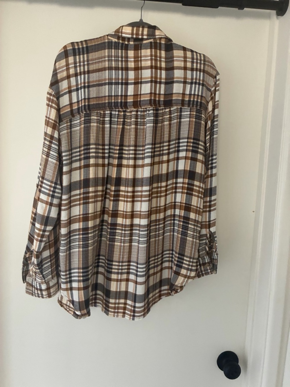 Anthropologie Pilcro Hadley Relaxed Plaid Button Down Shirt Brown Size Medium - Picture 5 of 6